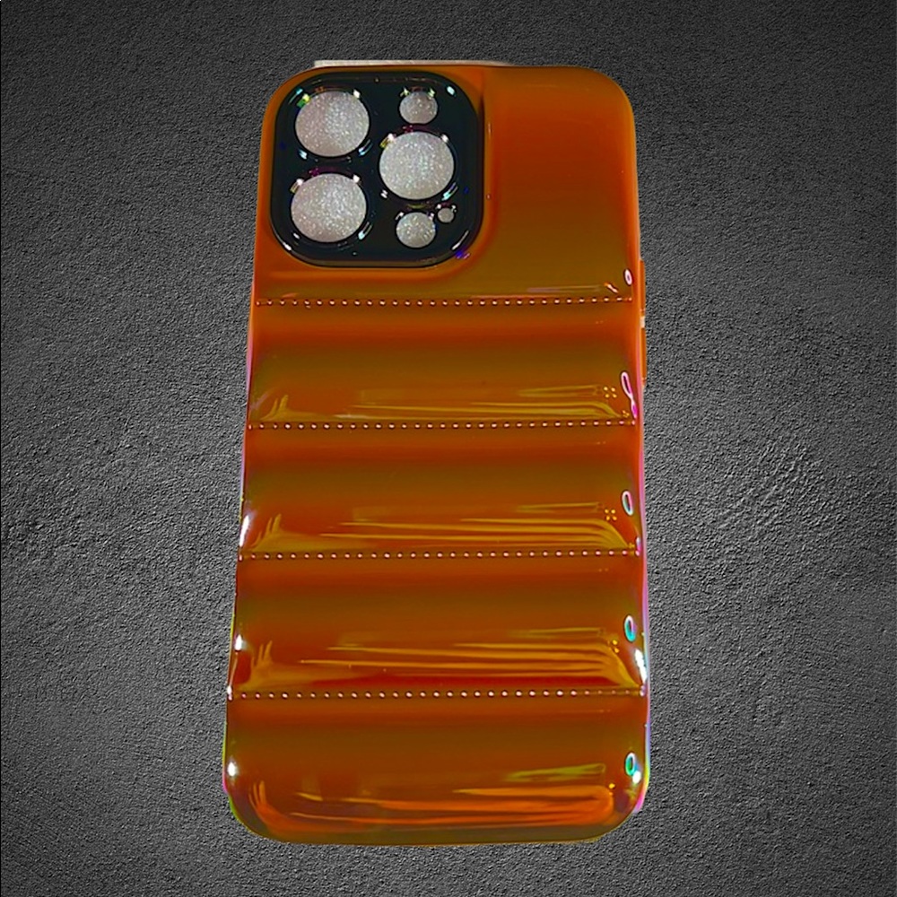 BROWN iPhone 13 PRO Metallic Ombre Iridescent Pearlized BUBBLE PUFFER Case